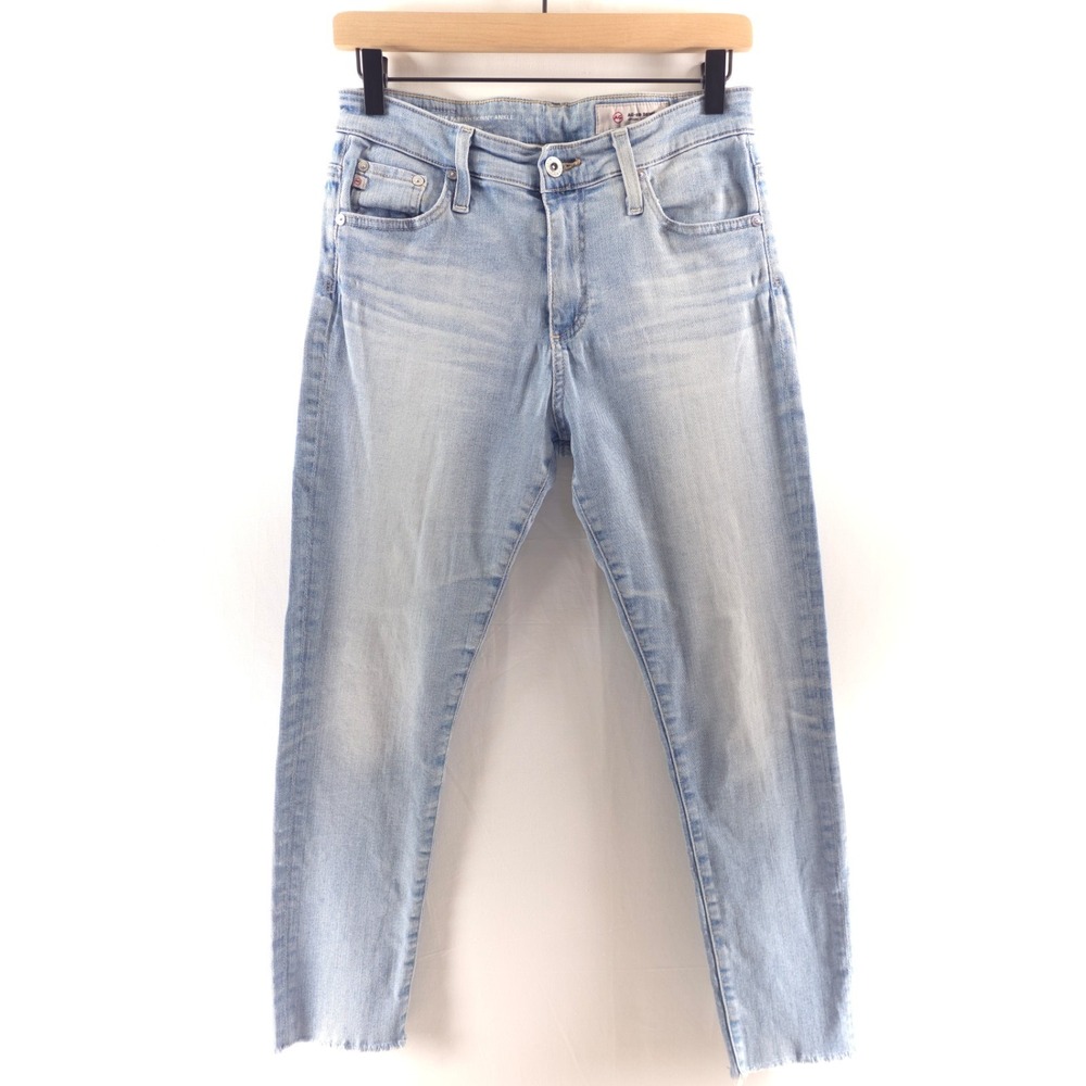 Adriano Goldschmied Womens Jeans The Farrah Skinny Ankle 27 Light Wash Raw Hem